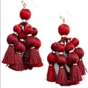 Kate Spade Pretty Pomp’s tassel earrings in garnet
